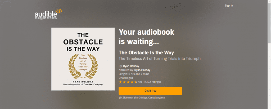 ryan holiday the obstacle is the way audiobook
